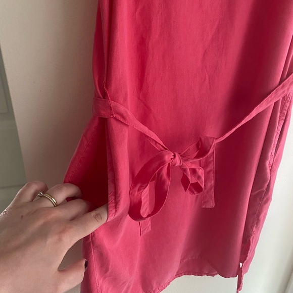 cloth & stone Havana Pink Tie Waist Mini Dress Sleeveless Smocked Bella Dahl XS - Picture 7 of 12